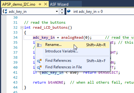 Easy access to find and rename in Visual Micro for Atmel Studio